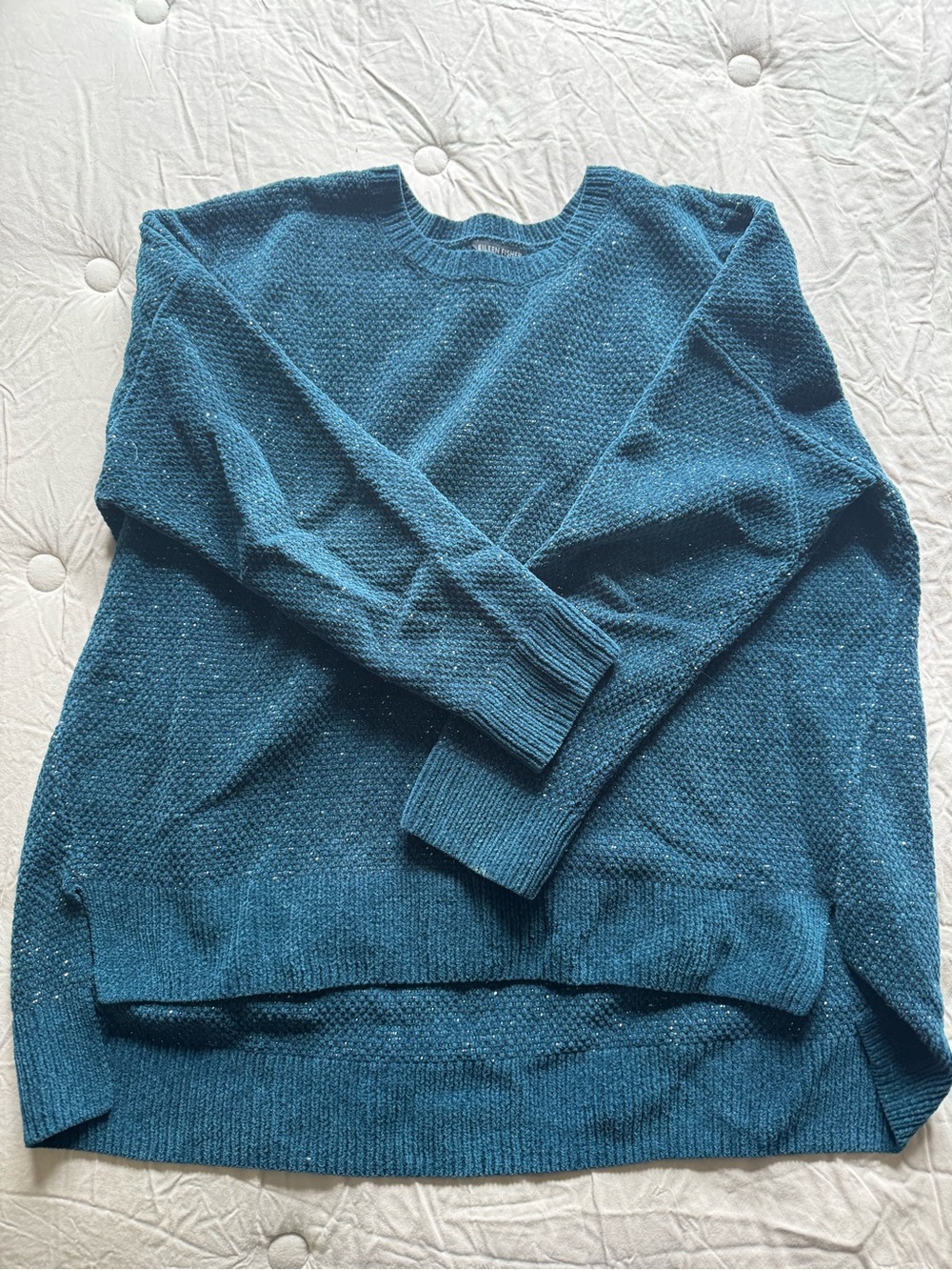 Eileen Fisher Oversized Teal Blue Women's Crewneck Sweater